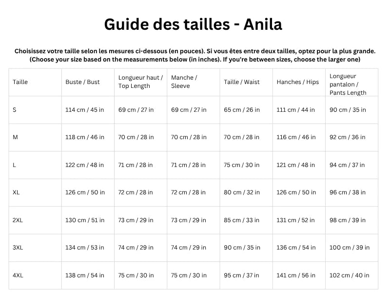 Guide des tailles