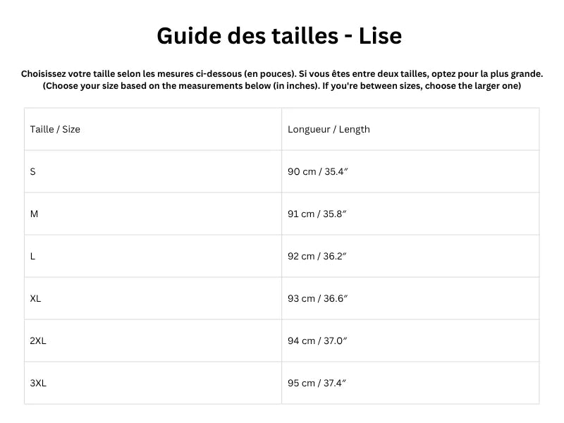 Guide des tailles