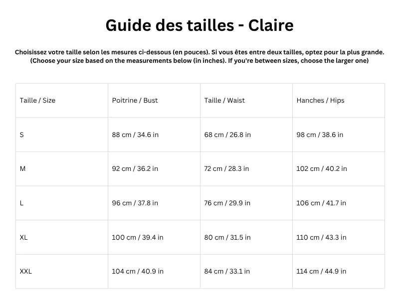 Guide des tailles