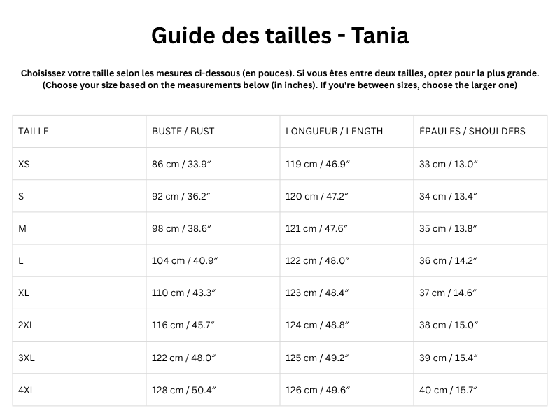 Guide des tailles