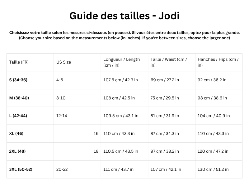 Guide des tailles