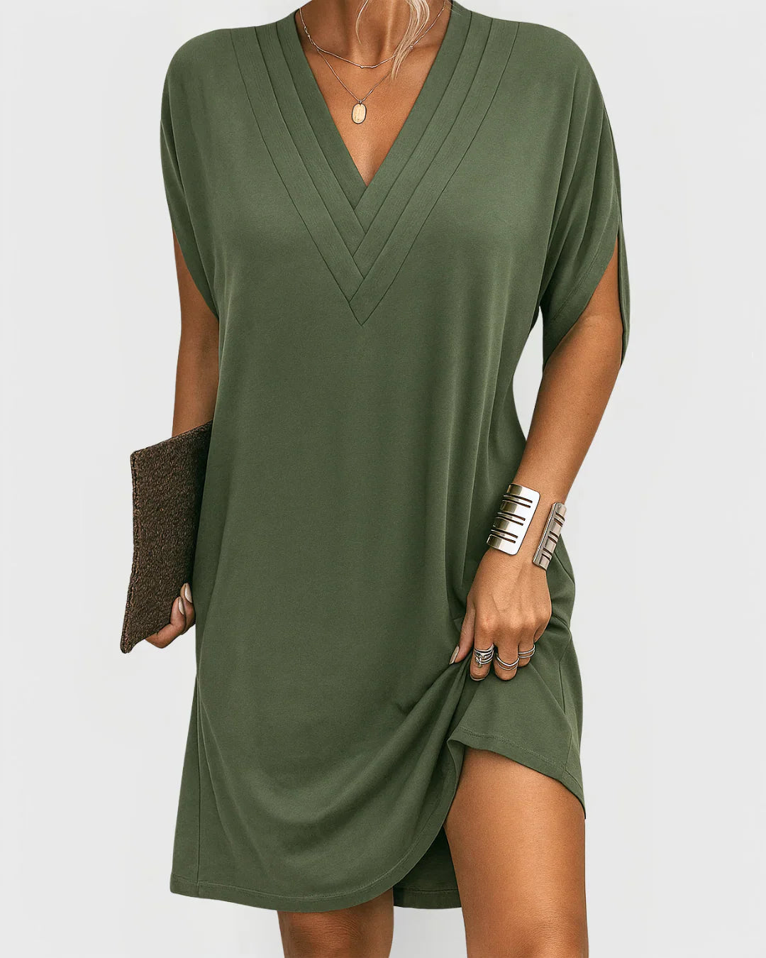 Savannah – Robe Fendue Élégante aux Manches Ouvertes