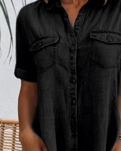 Mariline - Robe chemise en denim décontractée