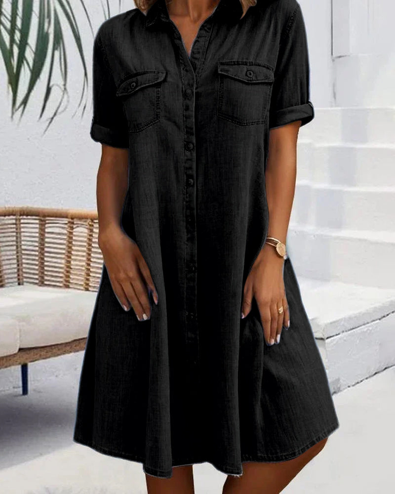 Mariline - Robe chemise en denim décontractée