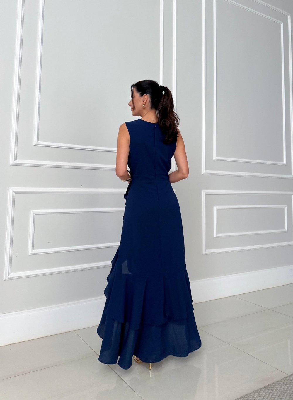 Rachelle - Robe longue asymétrique à volants