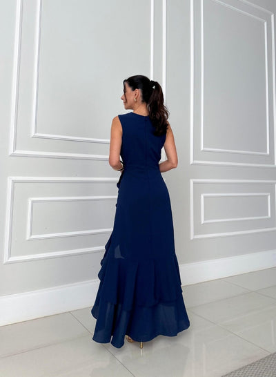 Rachelle - Robe longue asymétrique à volants