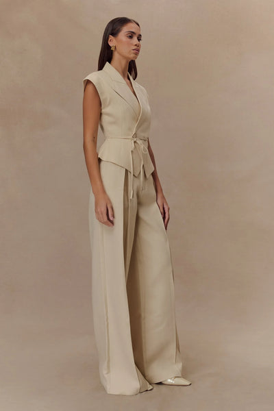 Camille – Ensemble en lin deux pièces à nouer, coupe tailleur féminine