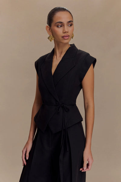 Camille – Ensemble en lin deux pièces à nouer, coupe tailleur féminine