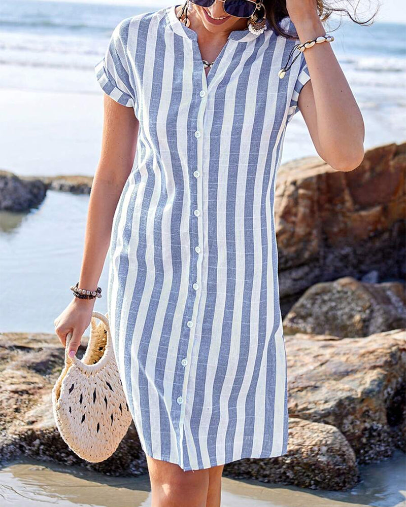 Louisa – Robe-chemise élégante à rayures