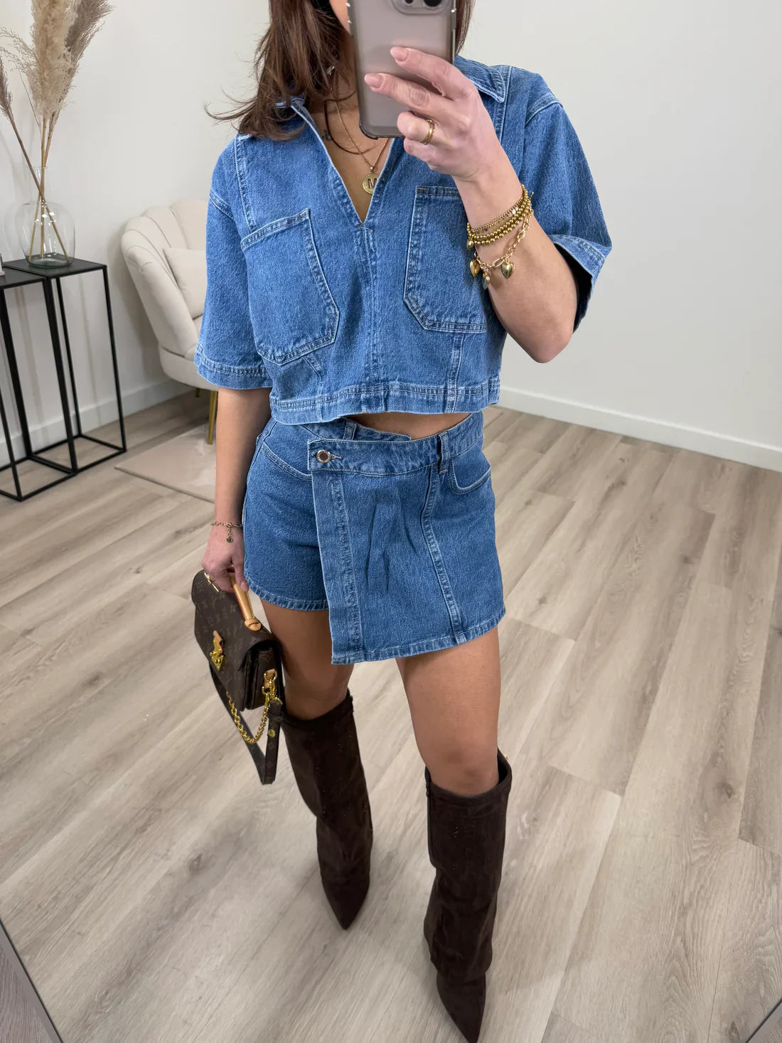 Océane – Ensemble en denim structuré à poches utilitaires