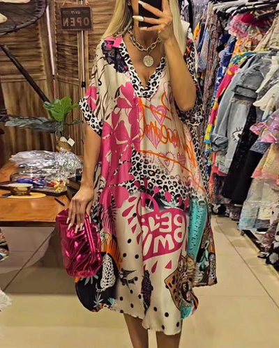 Saskia – Robe décontractée à imprimé léopard coloré