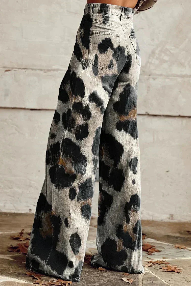 Elena – Pantalon Large à Fleurs, Élégant et Moderne