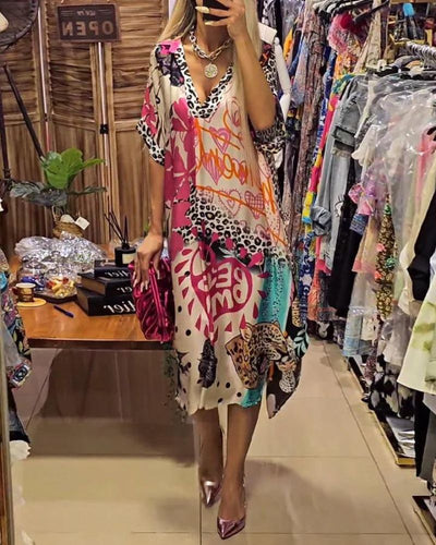Saskia – Robe décontractée à imprimé léopard coloré