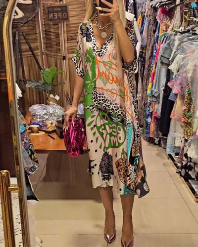 Saskia – Robe décontractée à imprimé léopard coloré