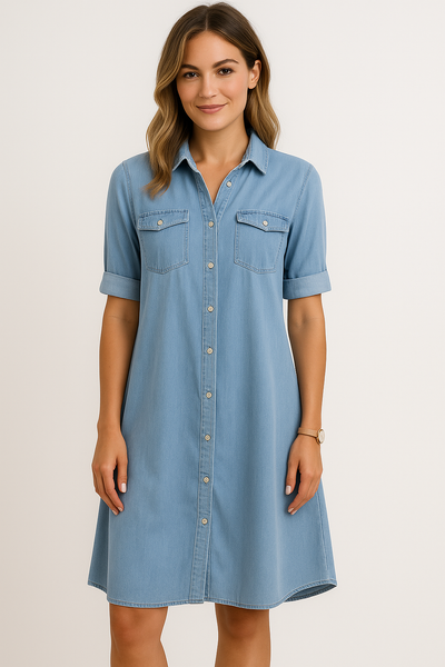 Mariline - Robe chemise en denim décontractée
