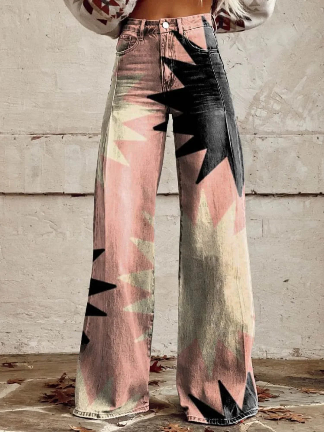 Elena – Pantalon Large à Fleurs, Élégant et Moderne