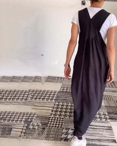 Grace – Robe Décontractée à Bretelles et Couleur Unie