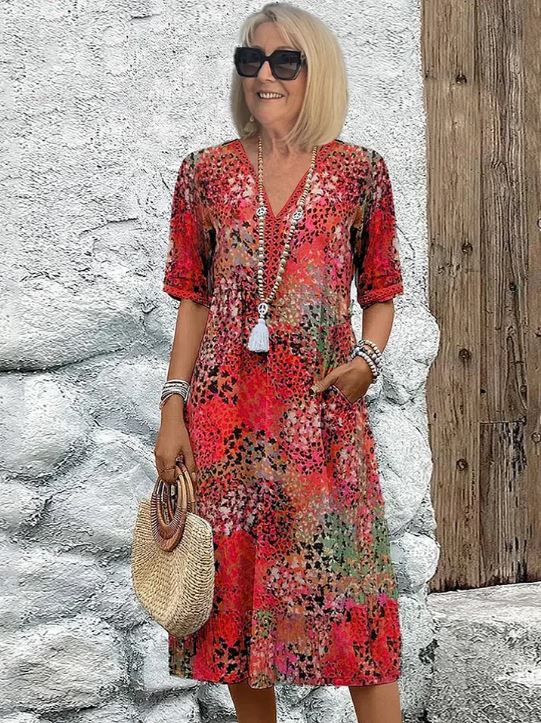 Chloe – Robe Mi-Longue au Style Vibrant