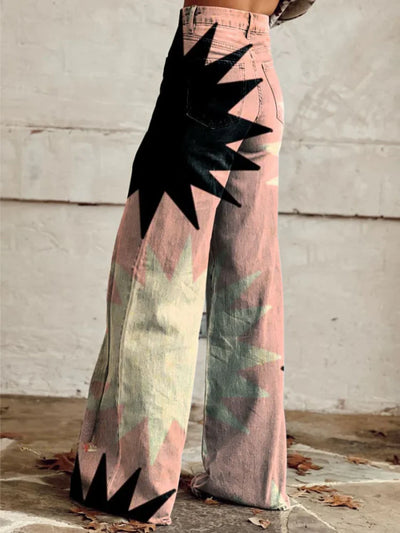 Elena – Pantalon Large à Fleurs, Élégant et Moderne