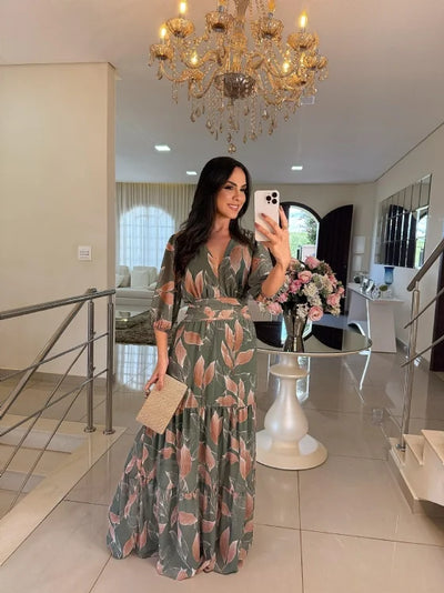 Lauriane – Robe longue fleurie à coupe confortable pour journées élégantes