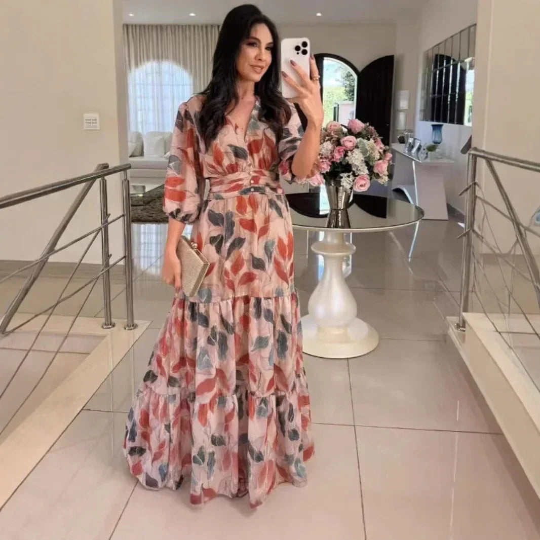 Lauriane – Robe longue fleurie à coupe confortable pour journées élégantes