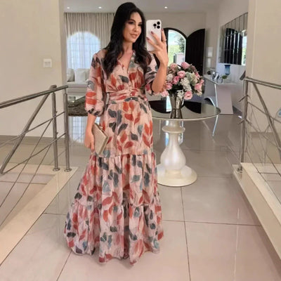 Lauriane – Robe longue fleurie à coupe confortable pour journées élégantes