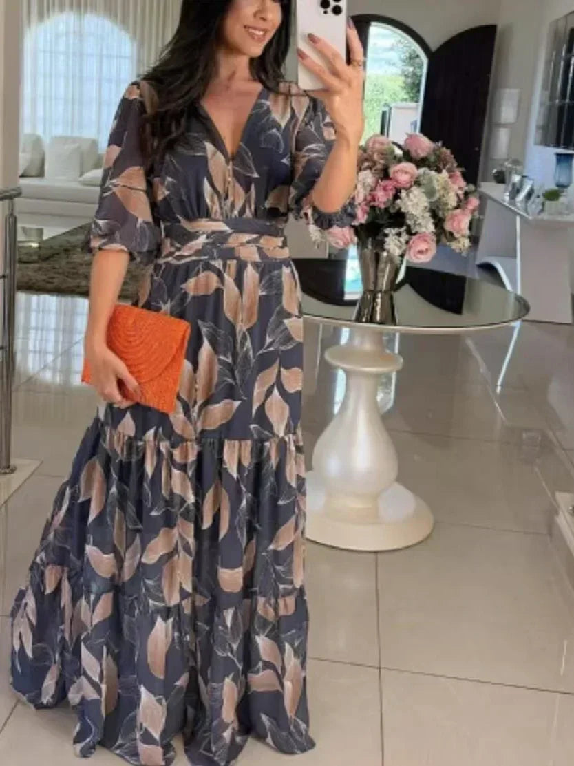 Lauriane – Robe longue fleurie à coupe confortable pour journées élégantes