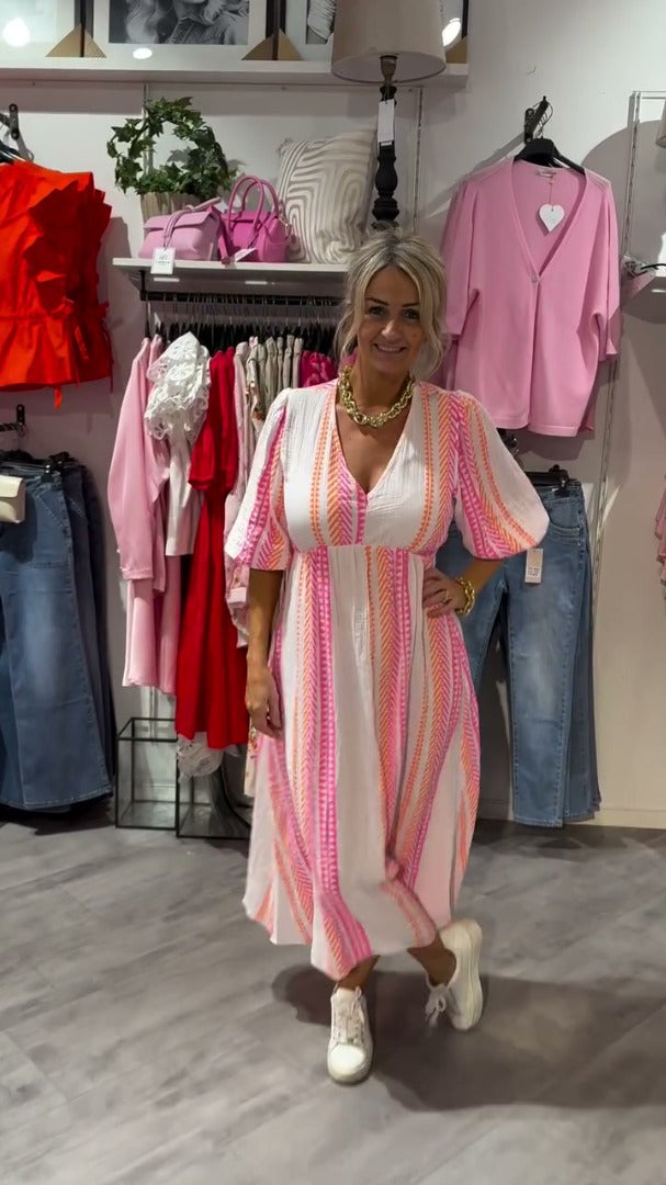 Laurie – Robe midi légère à rayures estivales