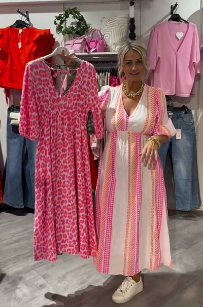 Laurie – Robe midi légère à rayures estivales