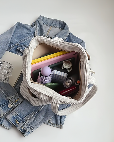 Tilda – Sac fourre-tout côtelé avec cordon décoratif