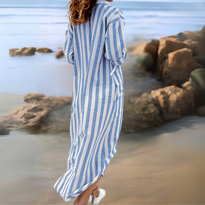 Joyce – Robe Élégante à Rayures avec Col en V