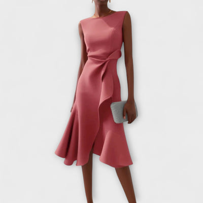Sonia - Robe midi asymétrique drapée