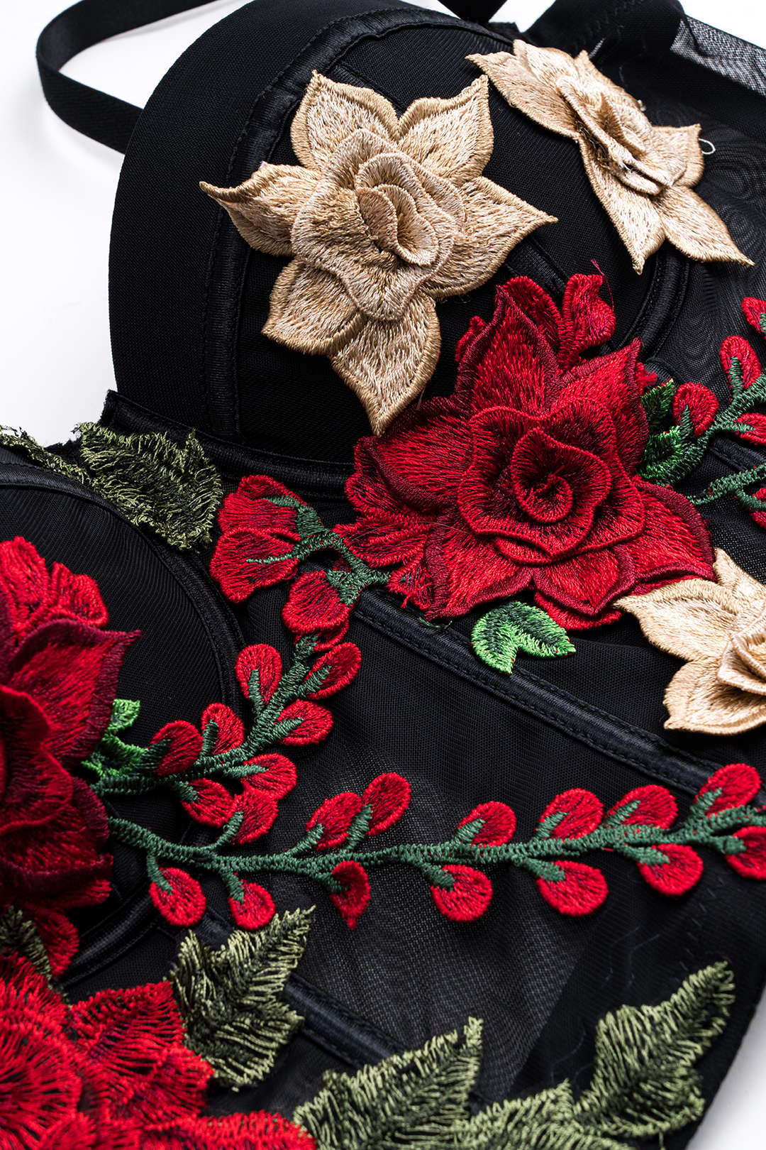 Élena - Bustier à fleurs brodées – en tulle transparent