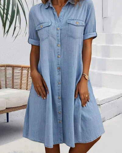 Mariline - Robe chemise en denim décontractée