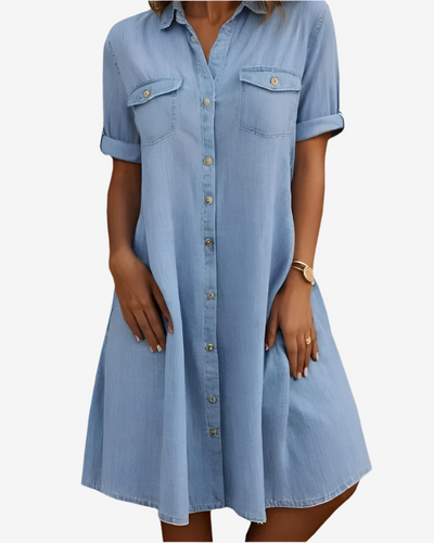 Mariline - Robe chemise en denim décontractée
