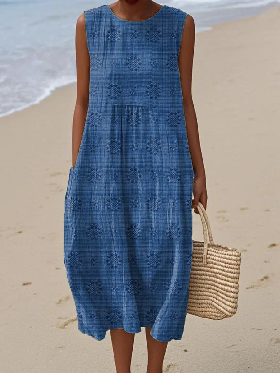 Nina – Robe élégante en coton sans manches avec poches