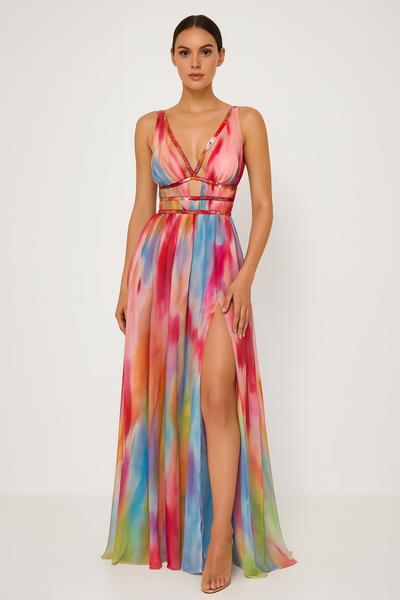 Freya - Robe Longue Peinte à la Main