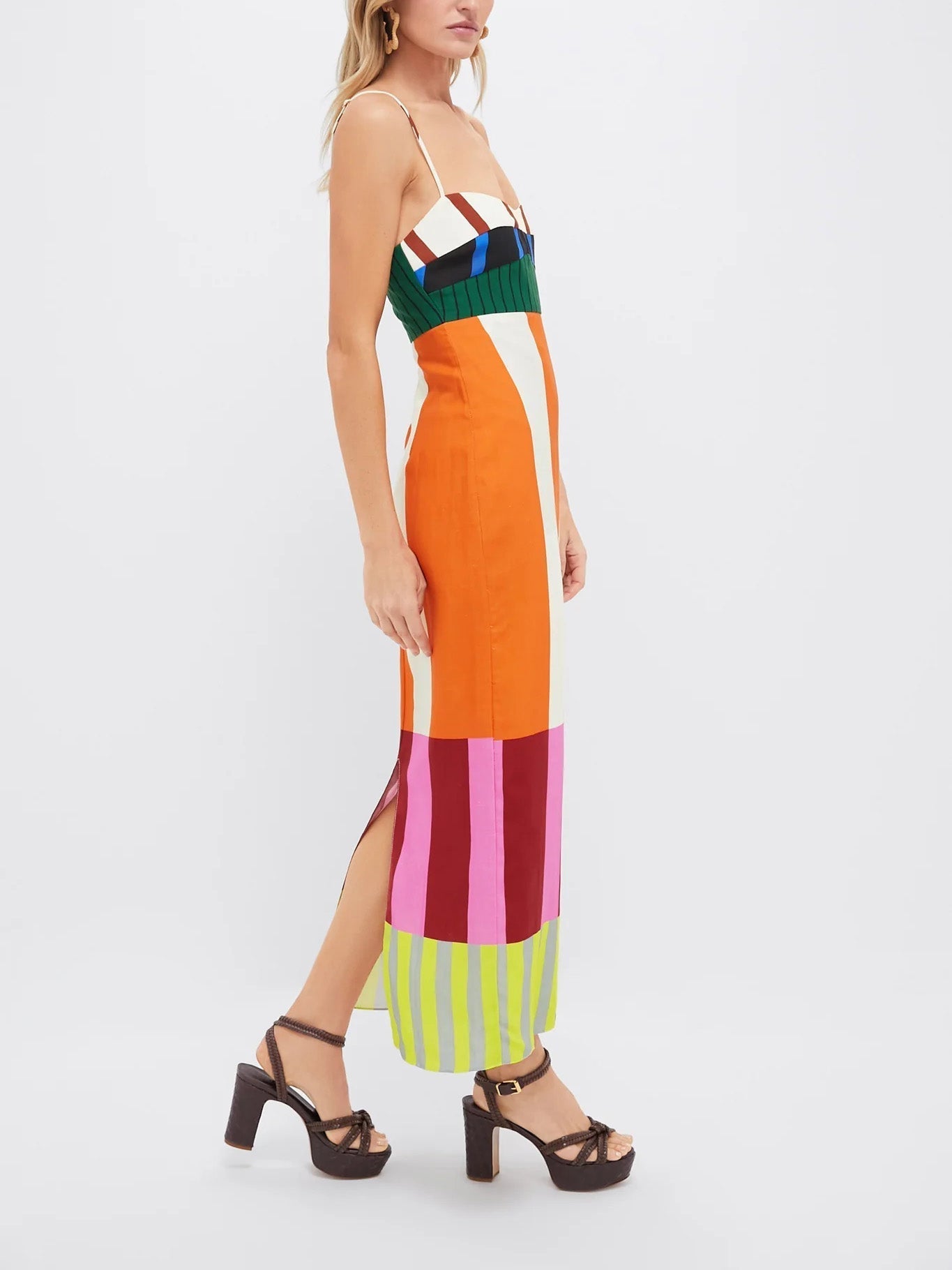Paloma – Robe longue à rayures colorées