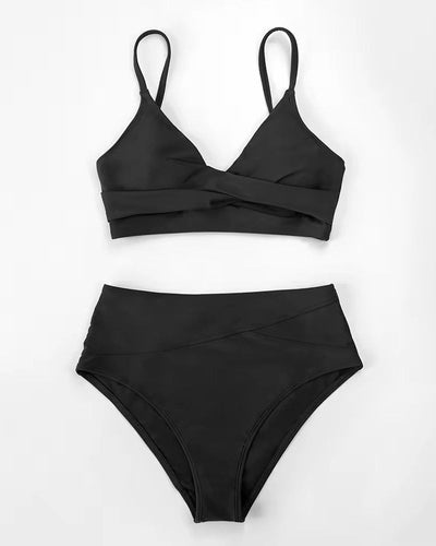 Rachelle – Ensemble bikini uni | Haut large & culotte taille haute