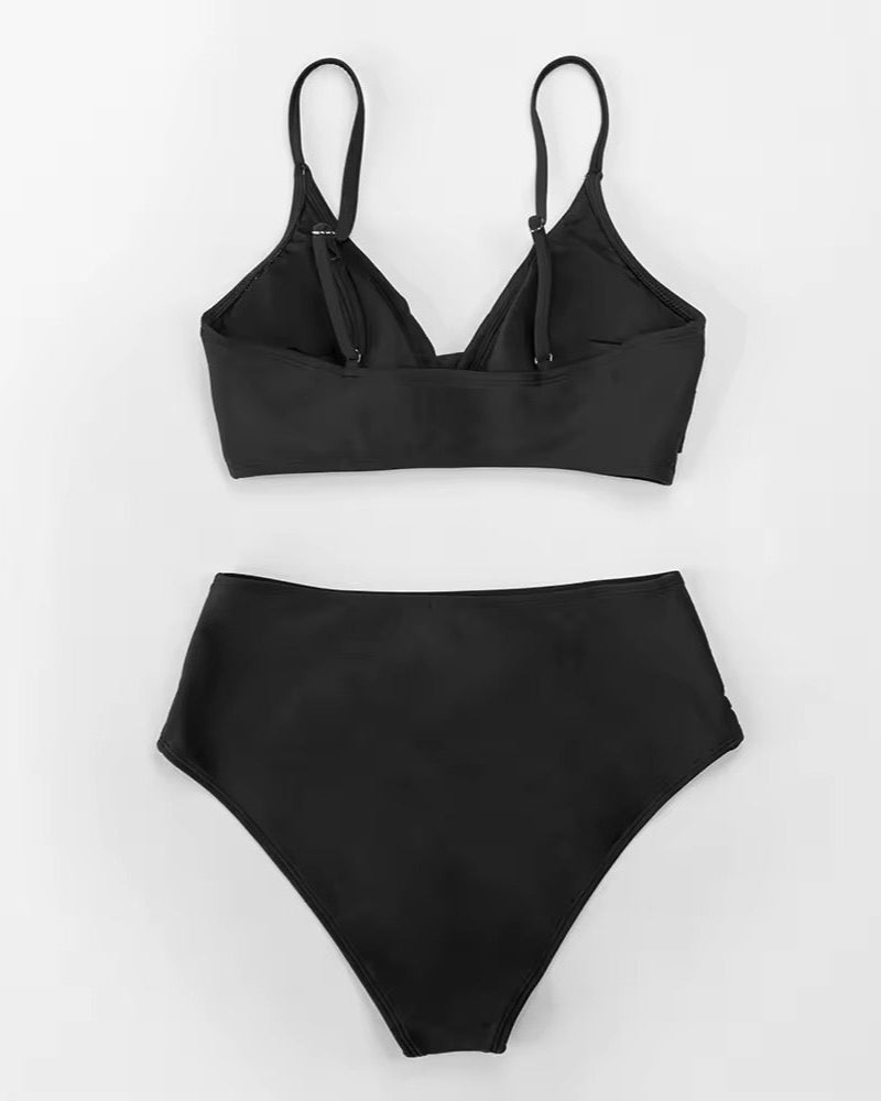 Rachelle – Ensemble bikini uni | Haut large & culotte taille haute