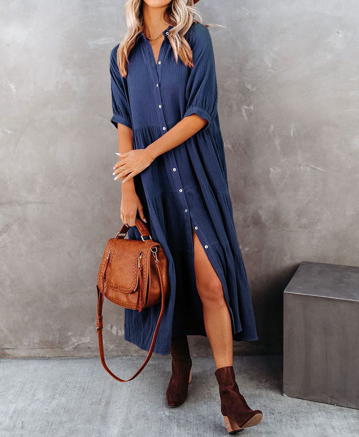Caroline - Robe chemise luxueuse à volants