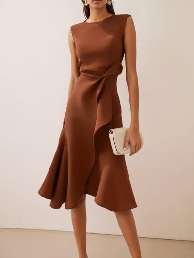 Sonia - Robe midi asymétrique drapée