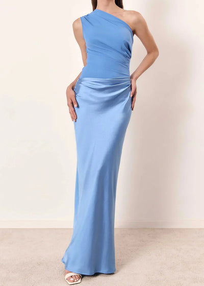Ginette - Robe Longue Plissée à Une Épaule
