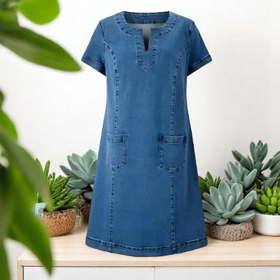 Mégane – Robe en denim doux avec poches avant