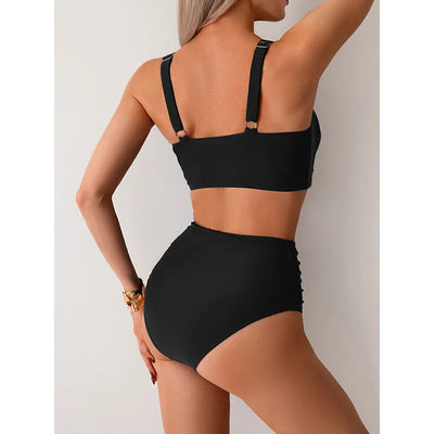Muriel - Bikini Bandeau en Tissu Froncé
