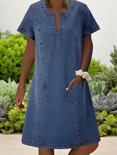 Mégane – Robe en denim doux avec poches avant