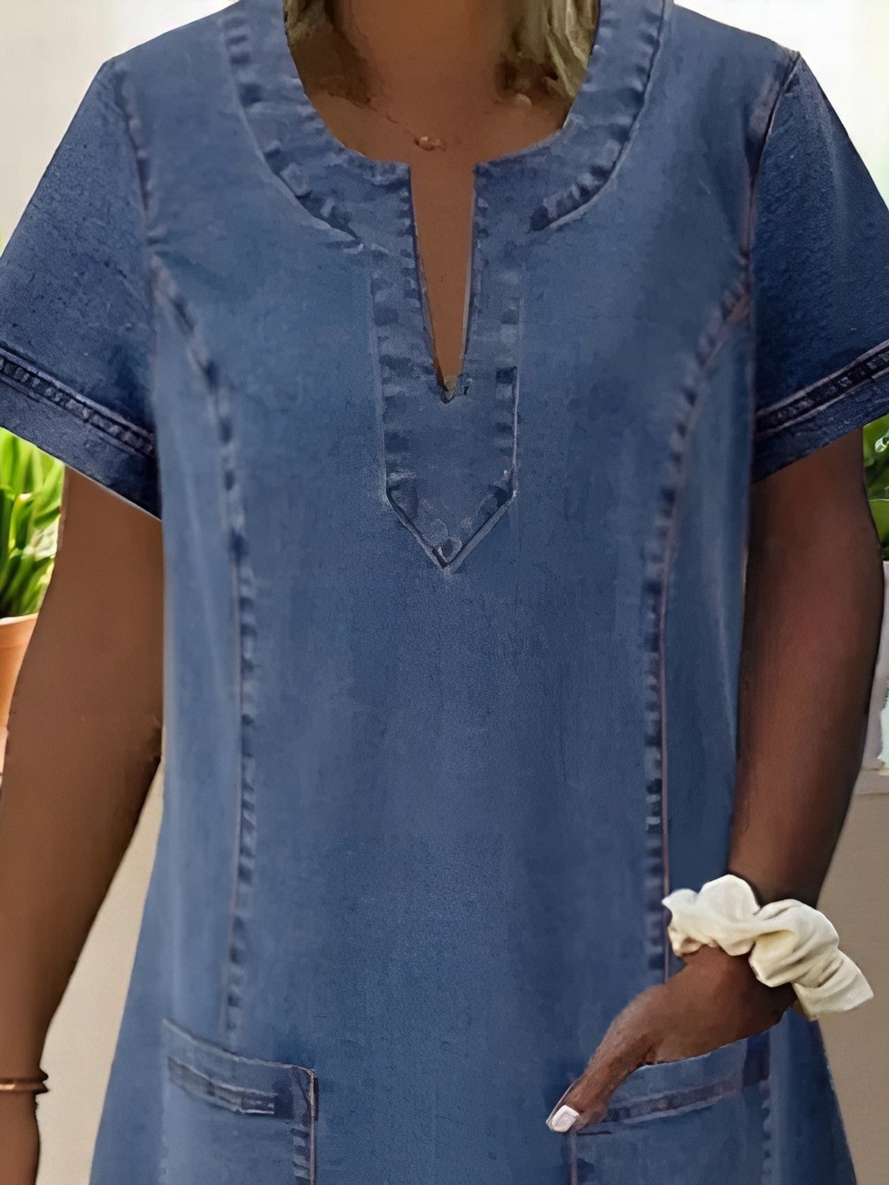 Mégane – Robe en denim doux avec poches avant