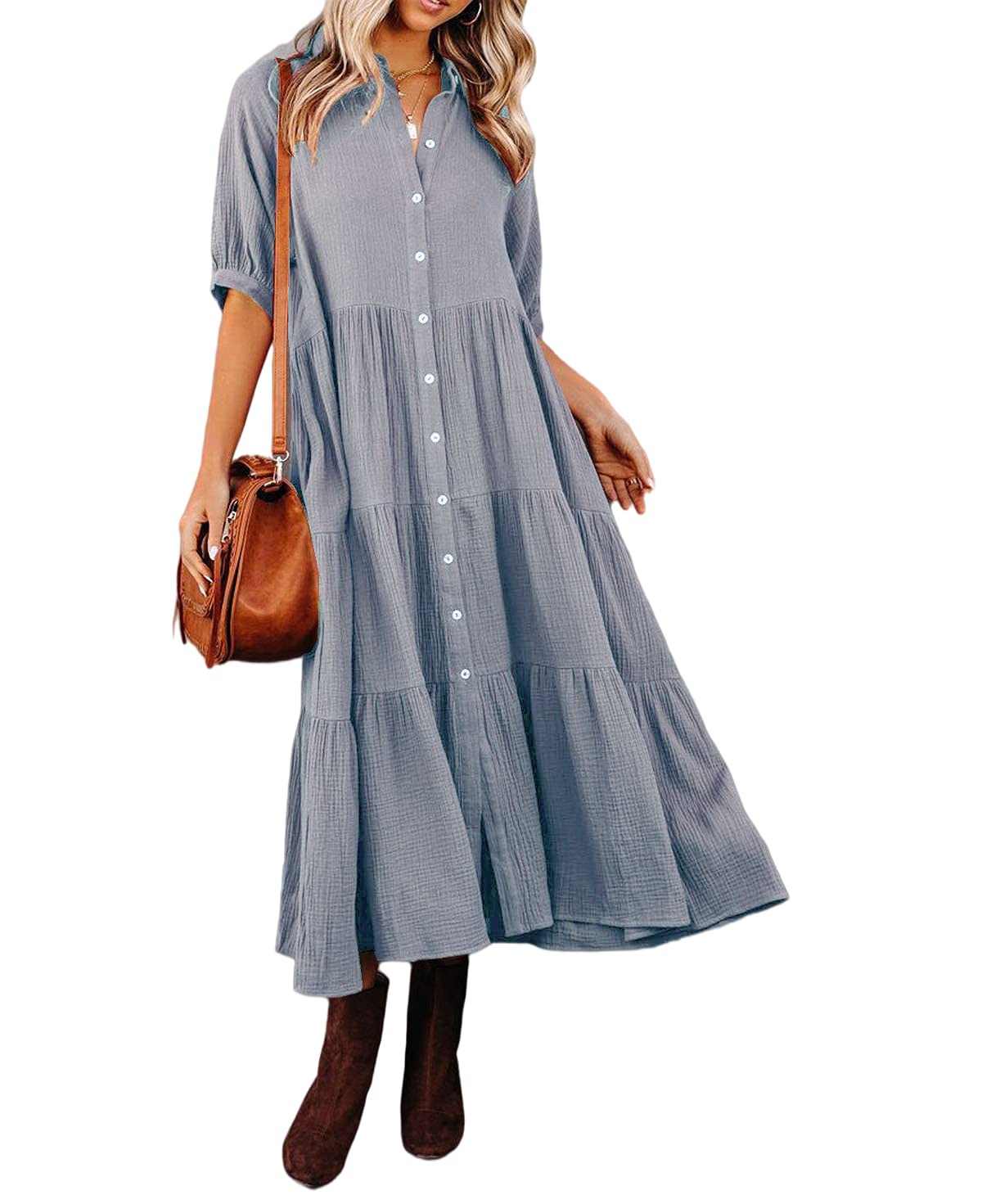 Caroline - Robe chemise luxueuse à volants