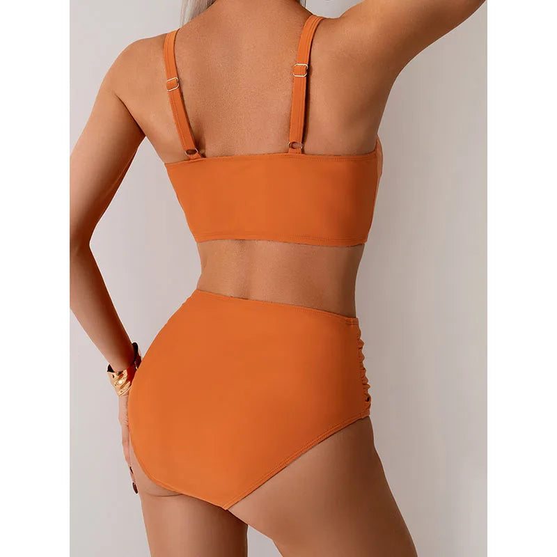 Muriel - Bikini Bandeau en Tissu Froncé