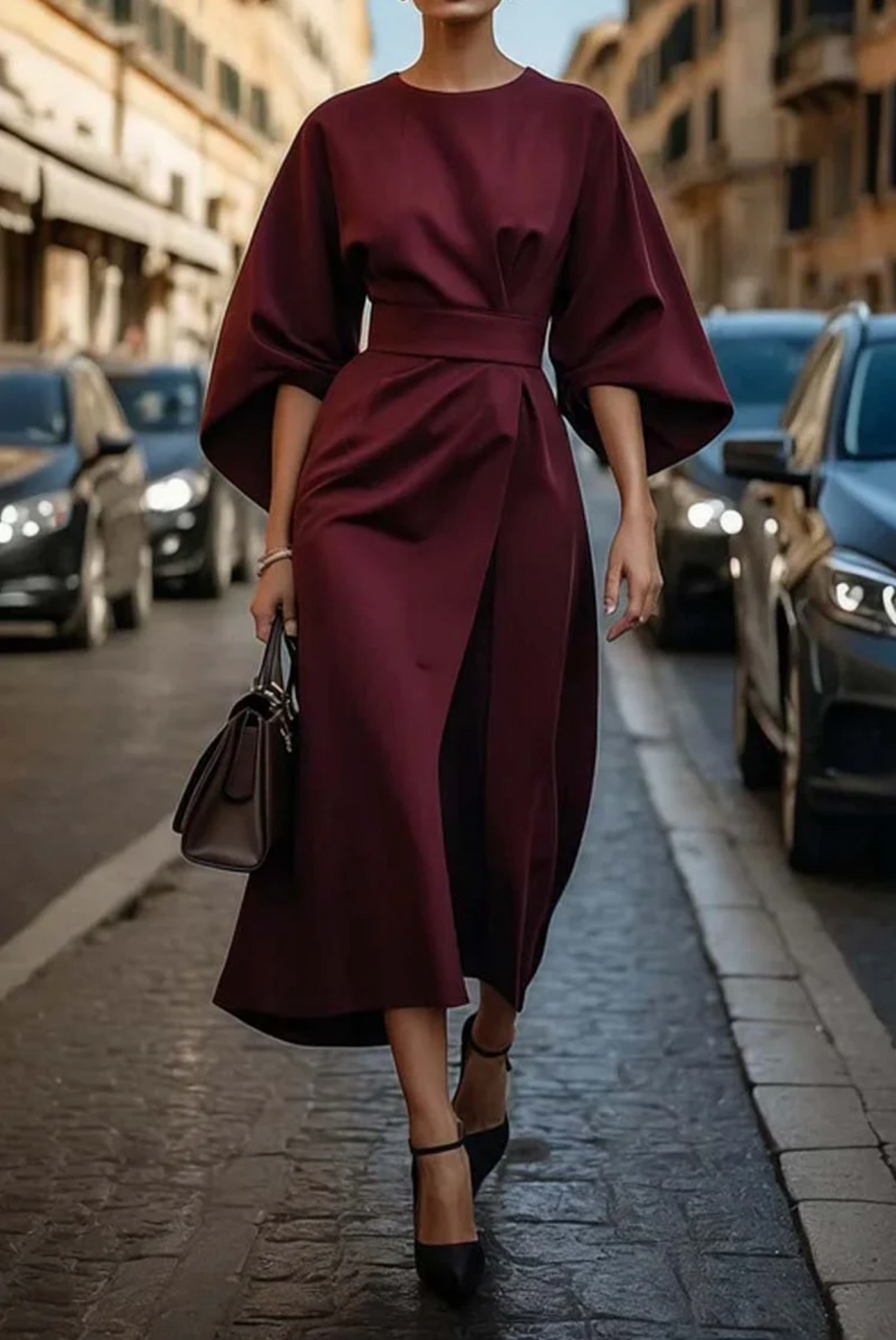 Luciana - Robe Élégante à Manches Lanterne